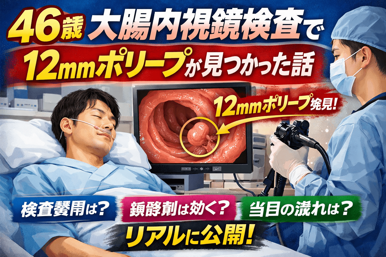 46歳大腸内視鏡検査で12mmポリープが見つかった話