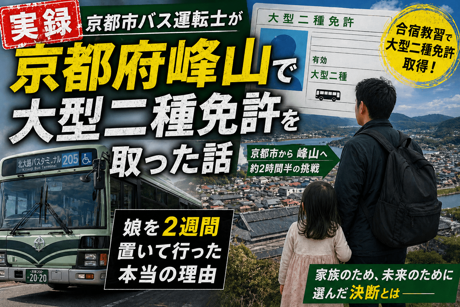 【実録】京都市バス運転士が京都府峰山で大型二種免許を取った話｜娘を2週間置いて行った本当の理由