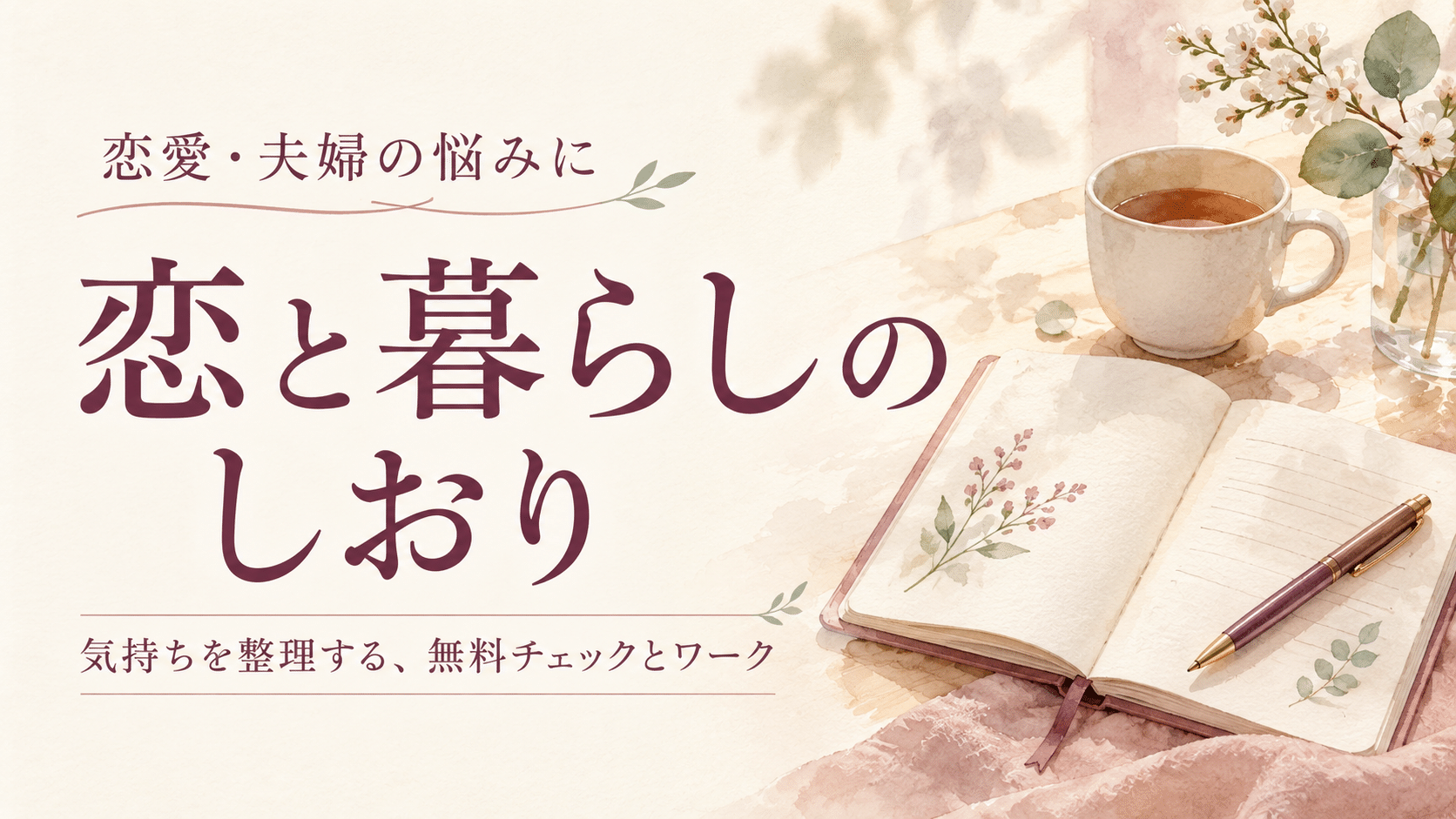 恋と暮らしのしおり。恋愛・夫婦の悩みに、気持ちを整理する無料チェックとワーク。